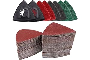 VRKET 133PCS Oscillating Tool Sanding Pads Kit,125 Sandpaper, 2 Triangular Sanding Pads and 6 Triangular Scrubbing Pads for Surface Sanding,Mechanical Maintenance Cleaning,Polishing,Deburring