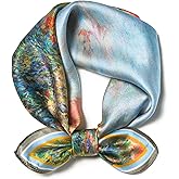 SHIROUYU 100% Mulberry Silk Scarf 21 "x 21" Square - Neck Scarf - Women Men Small Square Pocket Scarf - With Gift Packed