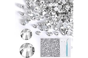 Yhsheen Rhinestones for Crafts,2880 Pcs Clear Flatback Gems Crystal Rhinestones,Bedazzler Kit with Glass Rhinestones for Clothes Tumblers DIY Decorations（SS16-SS20 /3.8-5mm,Silver）