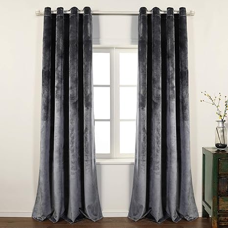 Pimpamtex Crushed Velvet Eyelet Ring Top Pair Of Curtains For