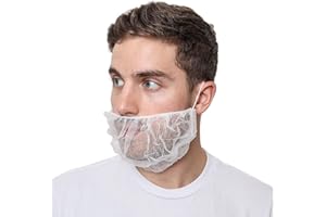 SAFEKO Beard Nets, White Disposable Beard Covers, Beard Net for Food Service, Cooking, Cleaning