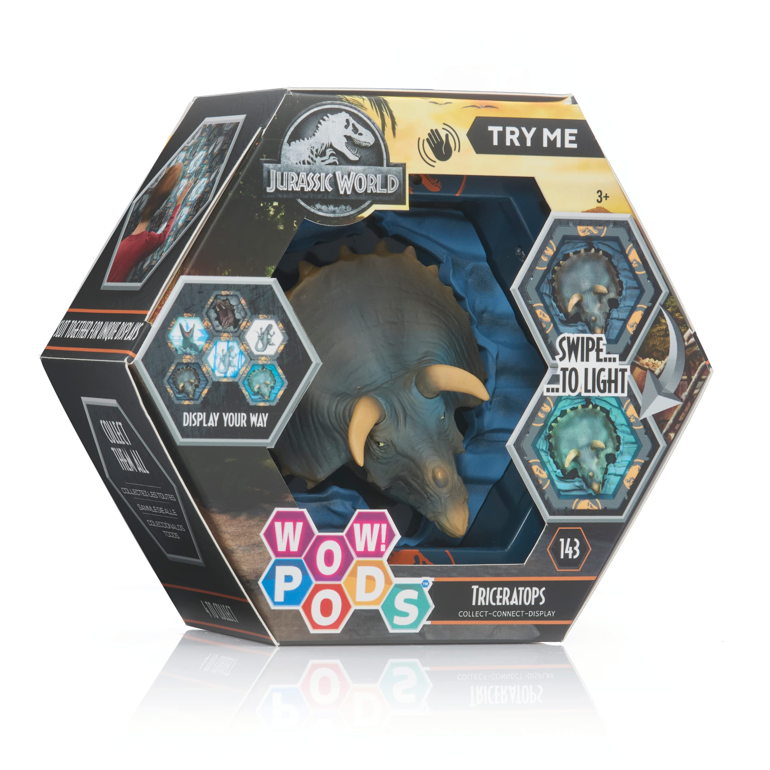 WOW! PODS Jurassic World Dinosaur Triceratops, Light Up Bobble Head Figure, Official Jurassic World Dominion Merchandise, Toys and Gifts for Boys and Girls, Aged 5+