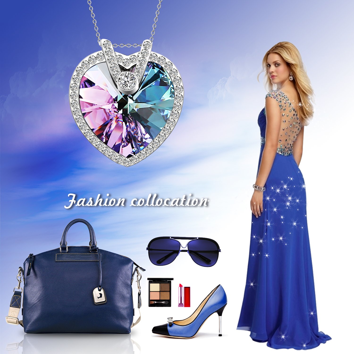 Mothers Day Gift Pealrich Fashion Silver Mystic Heart Shaped Love Pendant Necklace for Women with Swarovski Crystal Elements 18\