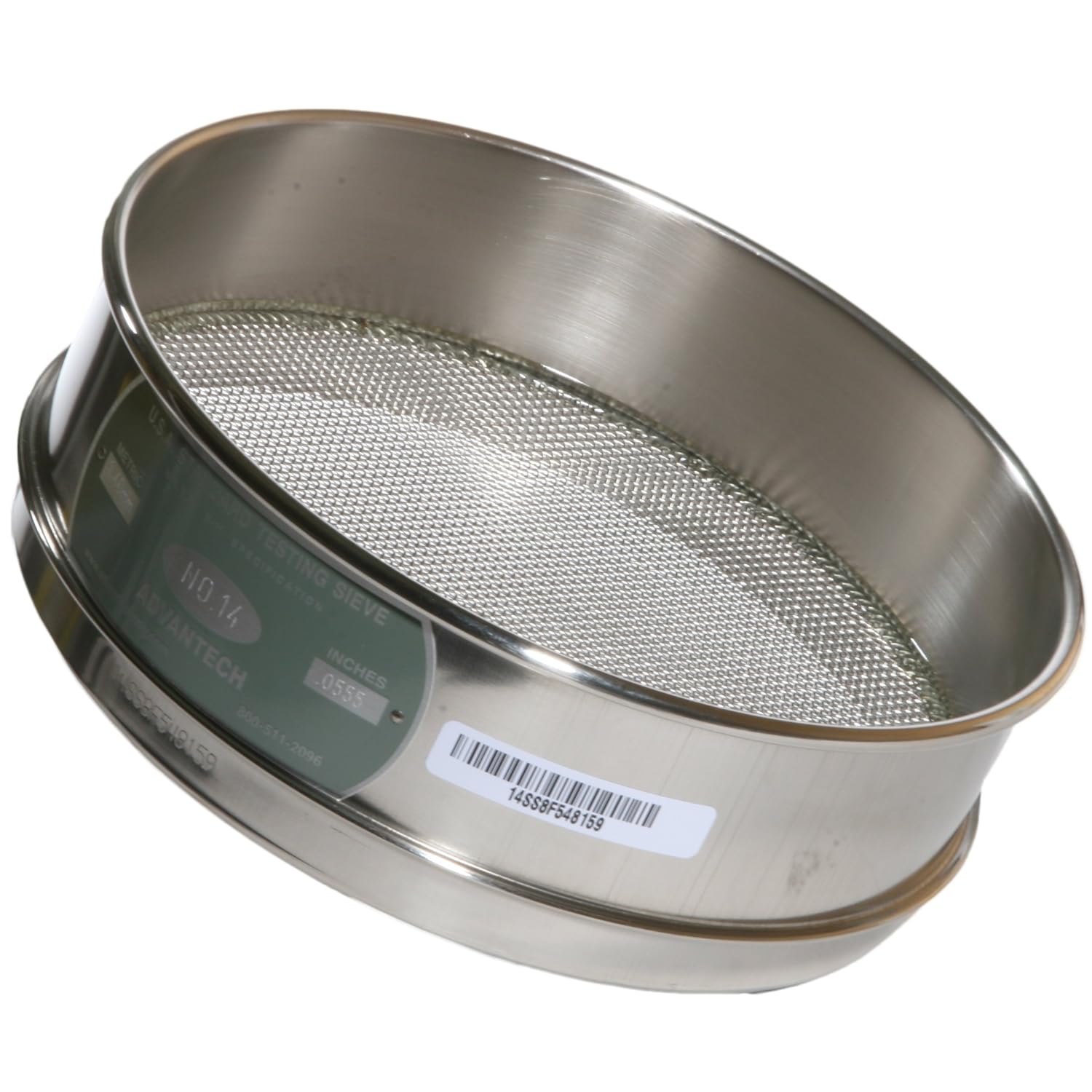 Advantech Stainless Steel Test Sieves, 8" Diameter, 14 Mesh, Full