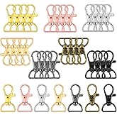 Hotop 35 Pieces Swivel Clasps Lanyard Snap Hooks Keychain Clip Hook Metal Lobster Claw Clasp with D Rings for Keychain Purse Hardware Sewing Craft Project(20 mm,Multiple Colors)