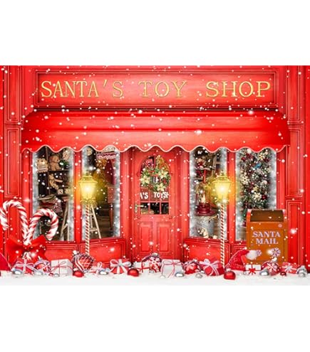 BELECO 9x6ft Fabric Fairy Tale Santa's Toy Factory Backdrop Christmas Scene Punk Style Santa Claus Toy Factory Background For Themed Party Decorations Banner Photoshoot Props - View #11