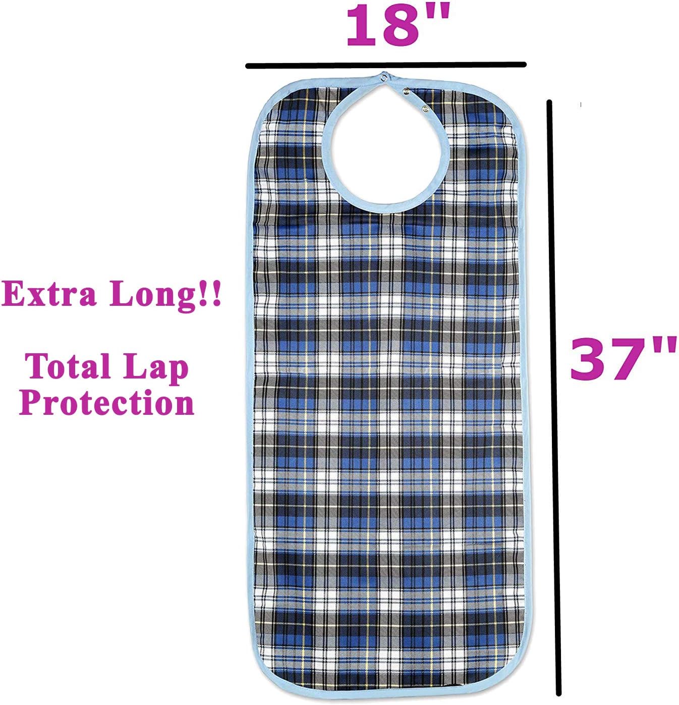 Medokare Adult Bib Clothing Protector - 3 Pack Long Washable Reusable Bibs for Seniors for Eating at Mealtime, Waterproof Stain Resistant Bibs for Elderly: Health & Personal Care