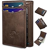 Housmai Trifold Leather Wallet for Men,with Cash Pocket 2 ID Window 14-16 Cards Magnetic Closure Slim Wallet 4.0"*3.1", RFID Blocking Front Pocket Wallet with Gift Box