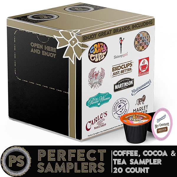 PERFECT SAMPLERS TEA PODS, CIDER, HOT CHOCOLATE, CAPPUCCINO & COFFEE PODS VARIETY PACK, SINGLE SERVE COFFEE & K POD VARIETY PACK FOR KEURIG K CUPS BREWERS, COFFEE GIFT SET, 20 COUNT