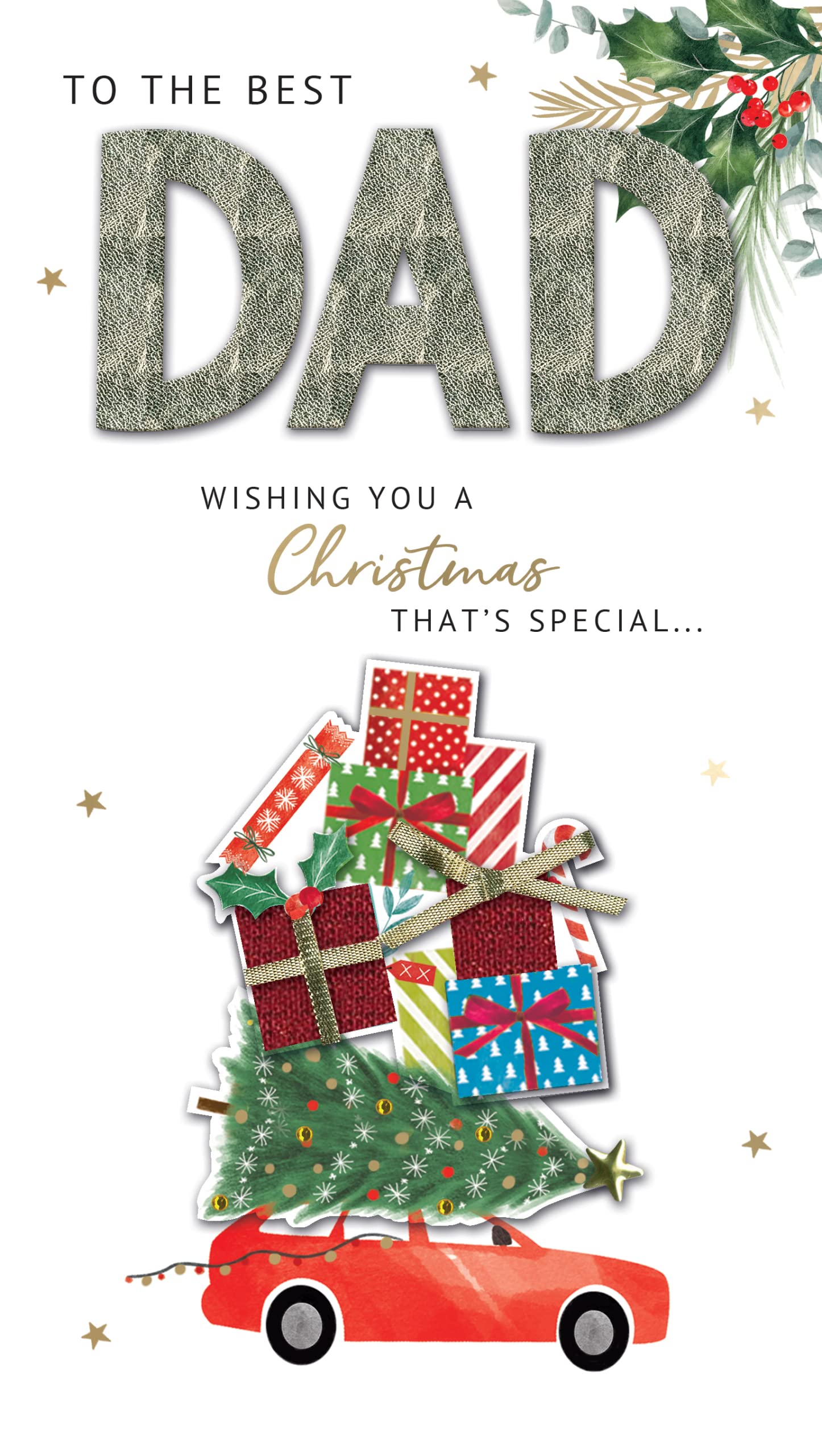 Best Dad Xmas Presents Embellished Christmas Card Hand-Finished Champagne Cards XCDC361