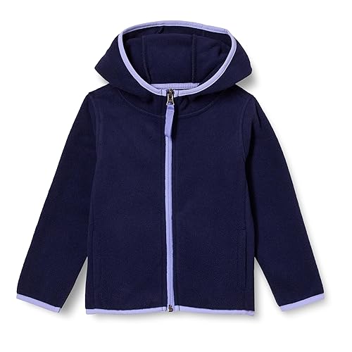 Amazon Essentials Girls' Polar Fleece Full-Zip Hooded Lightweight Jacket, Navy, X-Large