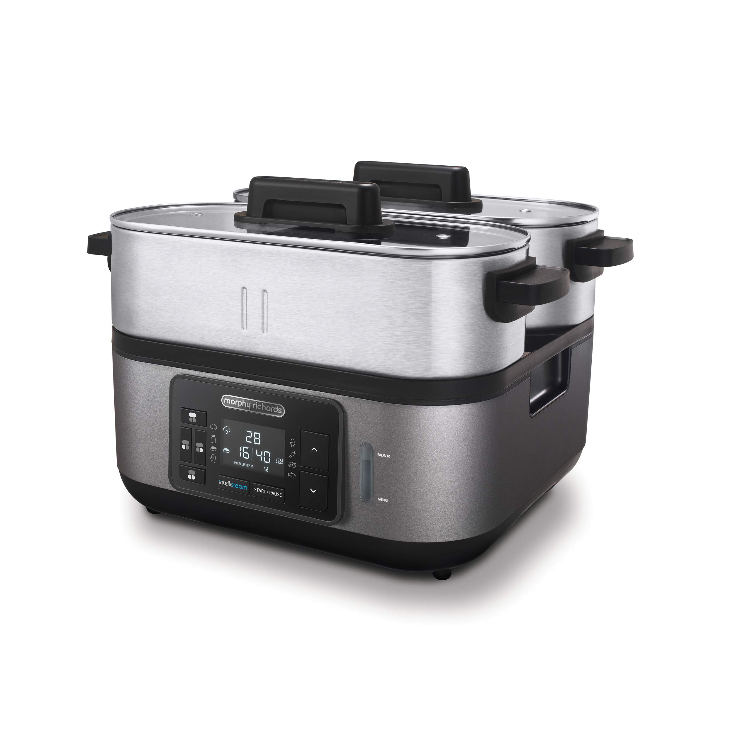 Morphy Richards 470006 Intellisteam, Kitchen Food Steamer, Perfectly Synchronised Meal Solution, Intelligent Cooking, BPA Free, 1600 W, 6.8 liters, Stainless Steel