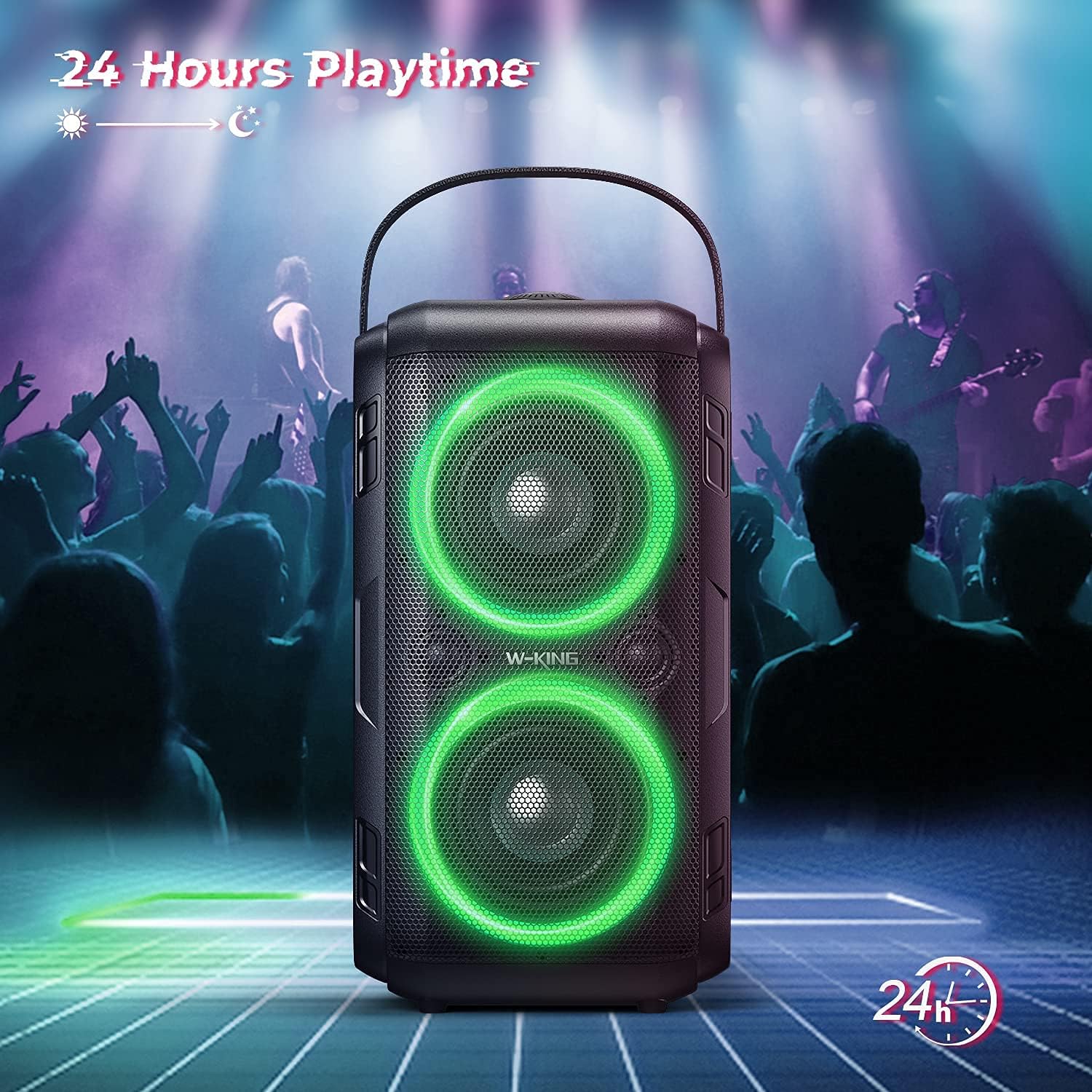 Bluetooth Speaker, W-KING 80W Super Punchy Bass, Huge 105dB Sound Portable Wireless TWS Speakers, Mixed Color LED Lights, 12000mAH Battery, Bluetooth 5.0, USB Playback, Loud for Party, Non-Waterproof: Electronics
