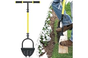 Jardineer Edger Lawn Tool Long Handle, Upgraded Manual Grass Edger with Double V-Shaped Serrated Edge Blade and Wide Footplate, Edgers for Landscaping Yard Maintenance