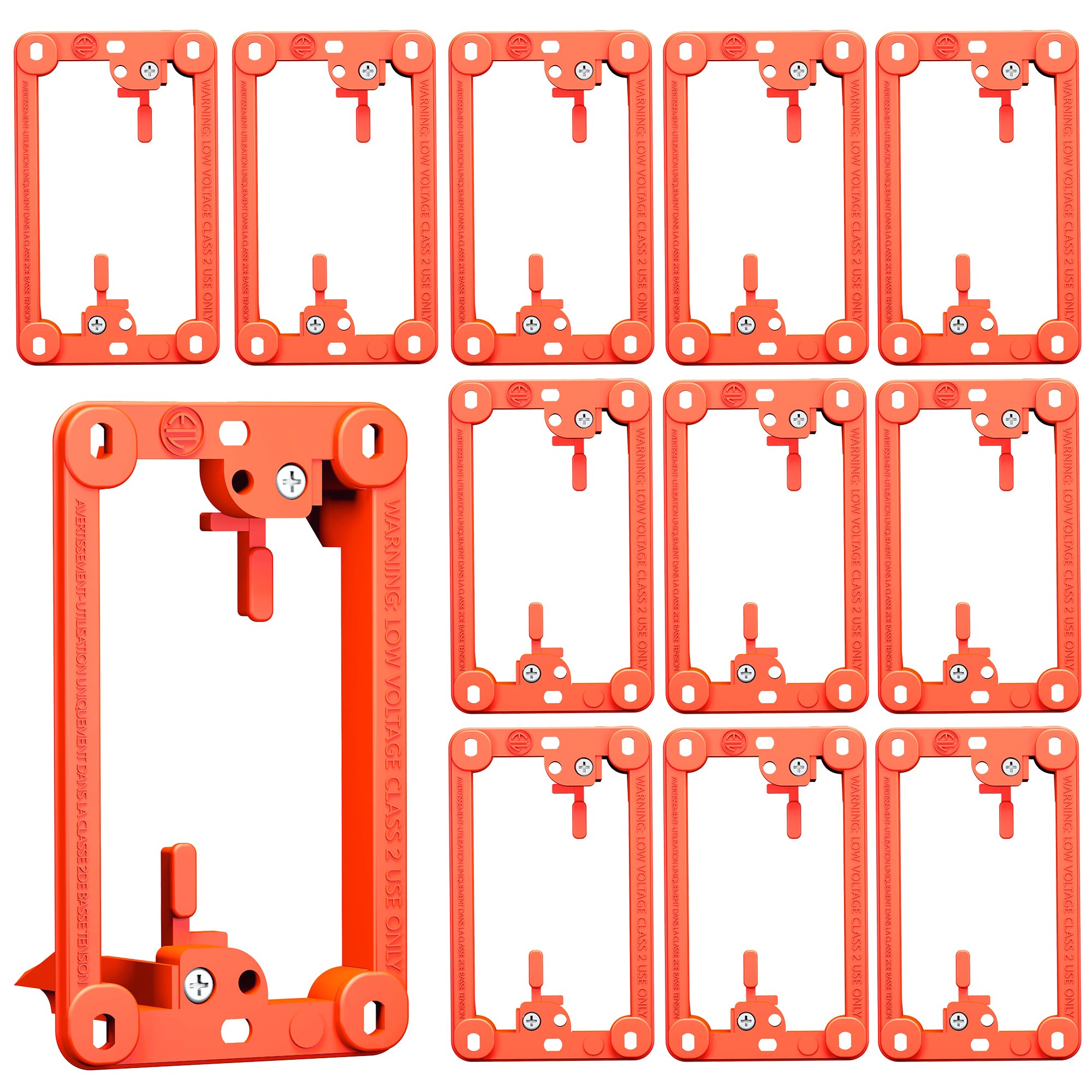 BestMounts Low Voltage Mounting Bracket 1 Gang, 12 Pack for Single Gang Wall Plate, Telephone Wires, Network Cables, HDMI, Coaxial, Speaker Cables - Low Voltage Box Cable Wall Plate Bracket, Mud Ring