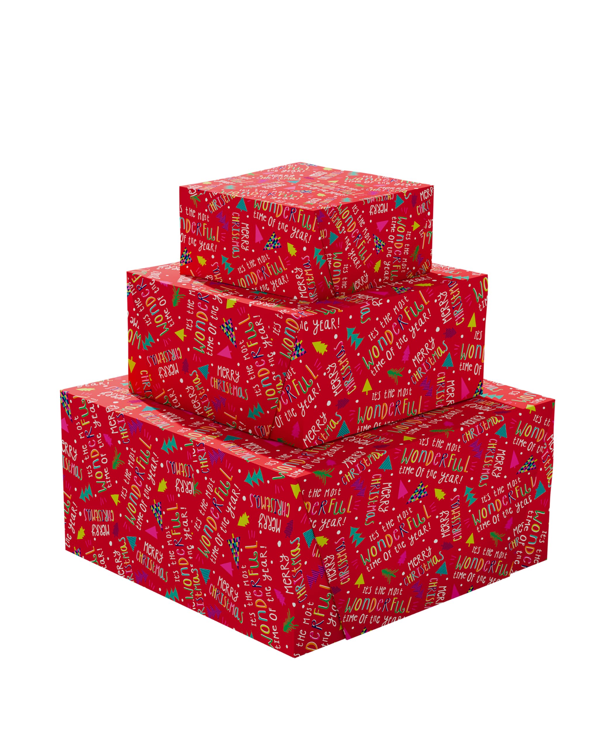 UK Greetings Multipack of 3 Christmas Roll Wraps (3m each) for Him/Her/Friend - Cute Design - (9m total)