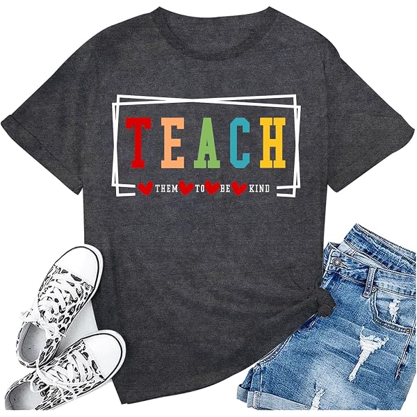 Women's Teacher Shirt – Wildflower Graphic Short Sleeve Blouse, Casual Tee, Teacher Appreciation Gift