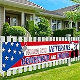 Uflashmi Thank You Veterans Banner, Veterans Day Banner Yard Sign for Garden Lawn Decor, 9.8X1.6 Ft, Outdoor&Indoor