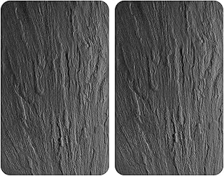 WENKO Herdabdeckplatte Universal Schiefer, 2er Set Herdabdeckung für alle Herdarten, Gehärtetes Glas, 30 x 52 cm, mehrfarbig