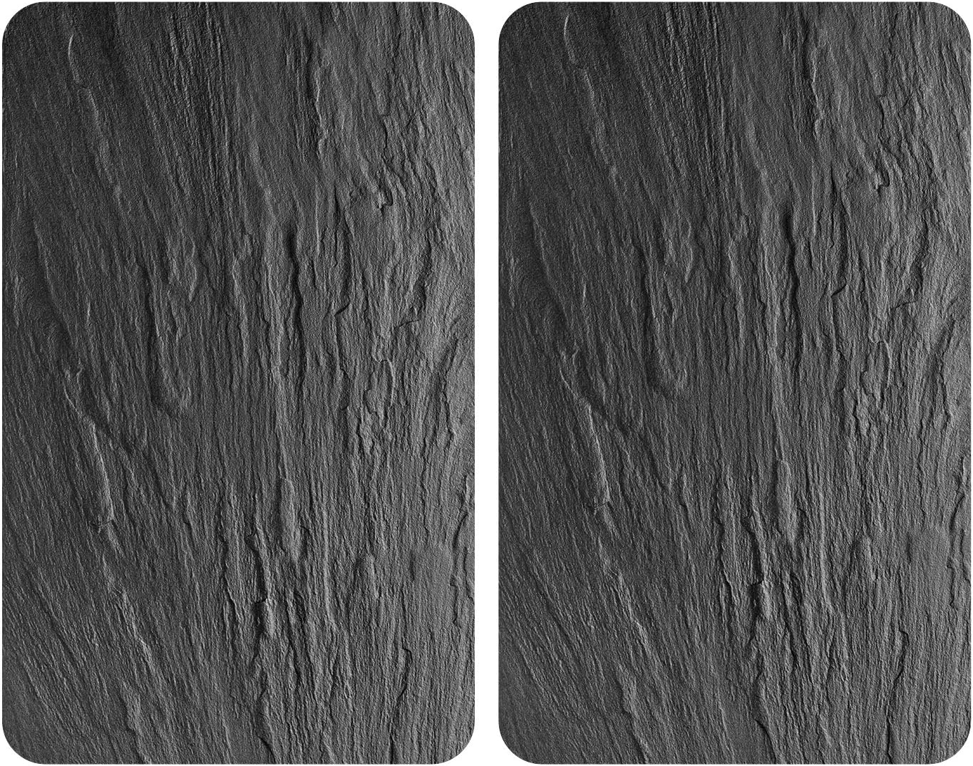 WENKO Herdabdeckplatte Universal Schiefer, 2er Set Herdabdeckung für alle Herdarten, Gehärtetes Glas, 30 x 52 cm, mehrfarbig