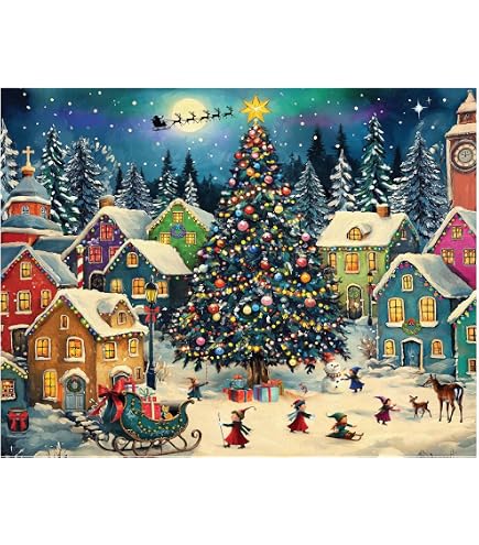 Amazon.com: Springbok Festive Christmas Village 500 Piece Jigsaw