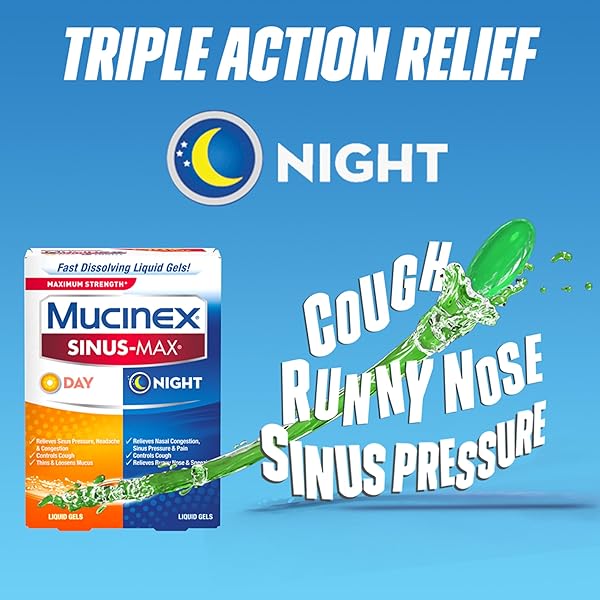 MUCINEX SINUS-MAX LIQUID GELS FOR DAY AND NIGHT, 24 COUNT