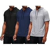 DEVOPS 3 Pack Men's Hoodie Short Sleeve Fishing Hiking Running Workout T-Shirts