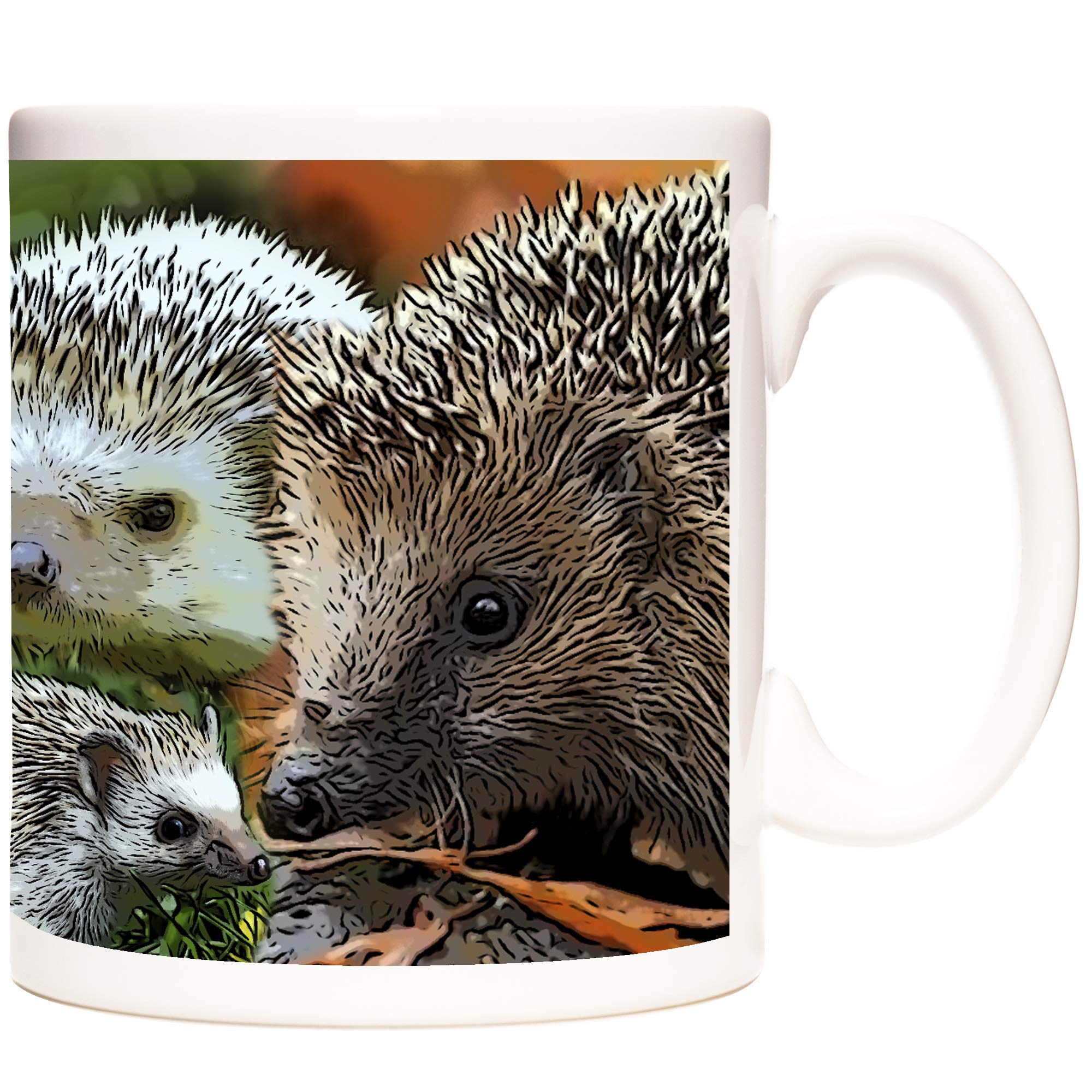 Hedgehog Gift Mug Magnificently Cute Hedgehogs on an 11oz Ceramic Mug. Dishwasher and Microwave Safe. Animals of The World Range