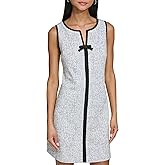 Karl Lagerfeld Womens Sleeveless Split Neck Contrast Trim A-line Mini Dress with Bow Detail