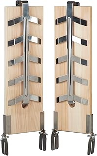 Relaxdays, Natur Flammlachsbretter 2er Set, Räucherbrett f. Lachsfilet, Zedernholzbrett, neigbare Edelstahl Halterungen