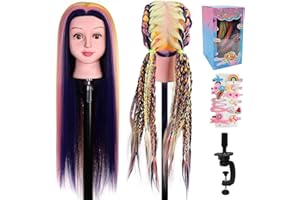 Mannequin Head with Hair, 29″ Kids Mannequin Head For Practice Braiding Hairdressing Training, Hair Styling Doll Head for Girls with Table Clamp, Hair Clips