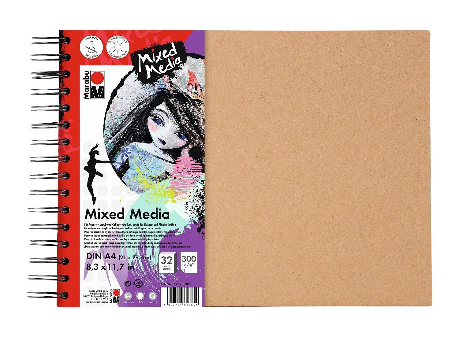 Marabu 161200202 Ring Binder DIN A4 32 Sheets Paper