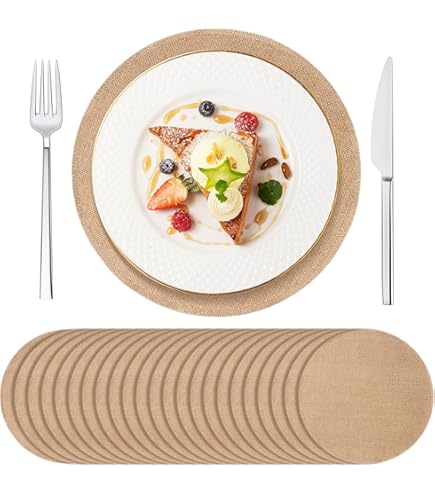 Sets De Table Ronds En Jonc Naturel Et Jute Teinté (Lot De 6