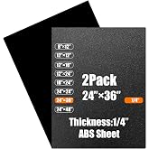 2-Pack ABS Plastic Sheet 1/4 Inch Thick 24" x 36",Two-Sided Heat Moldable Plastic Panel(Textured &amp; Smooth Finish), Black Plastic Sheet for DIY Projects, Decor, Handcrafts,Car Interiors