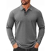 COOFANDY Mens Long Sleeve Polo Shirts Cotton Collared Shirts Casual Business Polo Classic Golf T Shirts