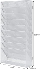 EasyPAG 10 Tier A4 Mesh In Tray Hanging Wall File Holder White view 2