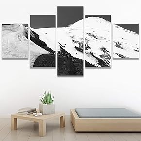 SIGNWIN 5 Panel Canvas Wall Art Monochromatic Mountains...