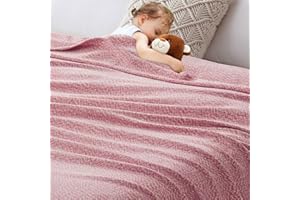 AILEMEI DIRECT Ailemei Kids Blanket, Chenille Super Soft Sweater Knit Blanket, Velvet Lightweight Breathable Kid Blankets Throw for Summer, 30"x40",Pink