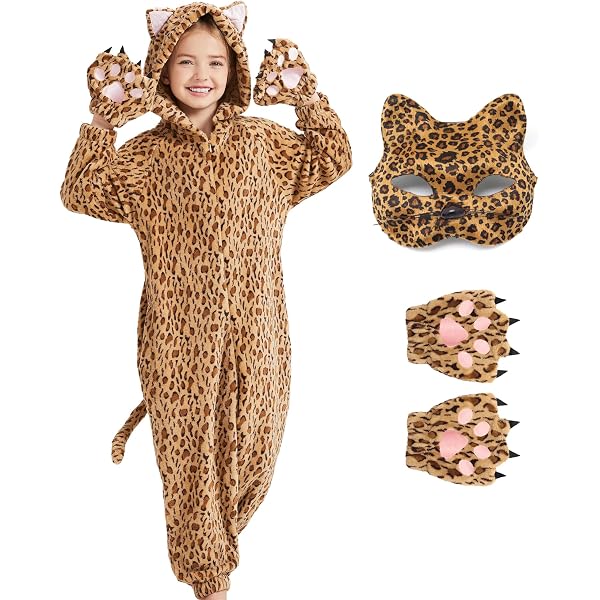 Déguisement Animal Tutu Princesse – Léopard, Girafe, Zèbre, Tigre, Vache – Avec Queue Et Bandeau – 3 Pièces