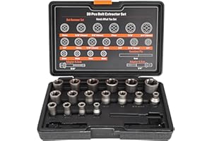 UYECOVE Bolt Extractor Set, 20Pcs Stripped Bolt Remover Lug Nut Extractor Set, Lug Nut Remover for Broken Damaged Rounded-Off Bolts, Nuts, Bolts, Studs, Threaded Tubes