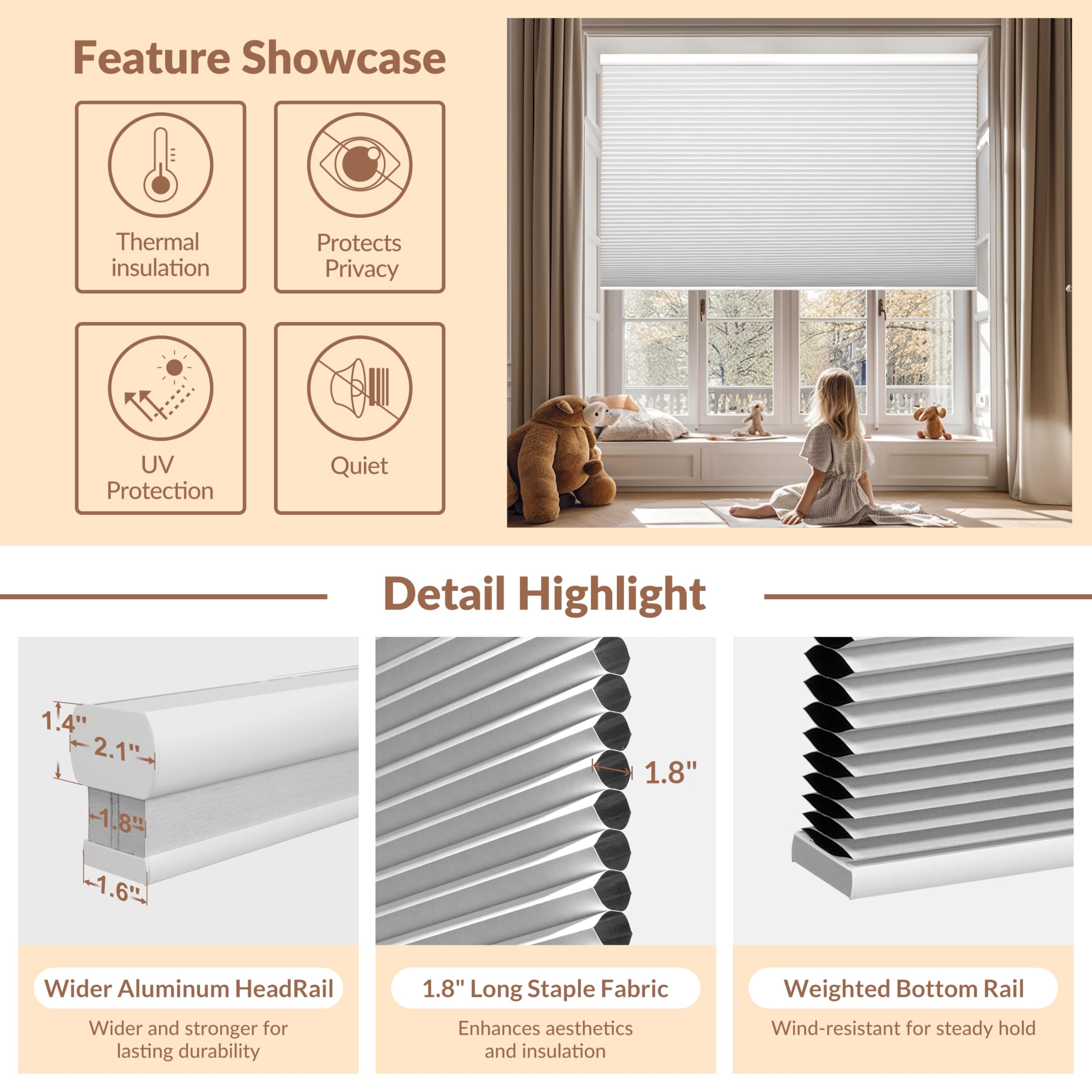 Boolegon Blackout Cellular Shades Cordless Pull
