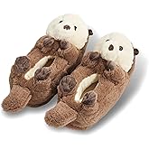 ooohyeah Funny Animal Hug Plush Slippers for Women, Novelty Cute Cozy Warm House Slippers with Non-Slip Grips