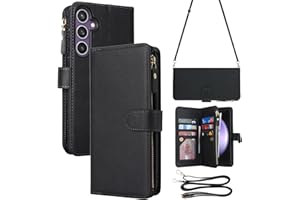 ELTEKER Phone Case Compatible with Samsung Galaxy S23 FE,Wallet Case with Crossbody Strap Lanyard Card Holder Pocket,Premium 