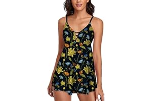 Omichic Womens Tummy Control Swimderss Two Piece Tankini Swimsuits Bikini Bathing Suits Tank Top with Boyshorts Swimwear