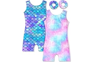 Vavewee 2 Pack Gymnastics Leotard for Girls Dance Biketard Unitards Tumbling Outfits for Kids