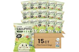 CauliPuffs - Corn, Rice, and Cauliflower Gluten Free Puffed Snack (15 x 0.75oz Bags, Vegan Salt & Pepper)