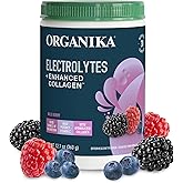 Organikа Electrolytes with Enhanced Collagen Powder for Women &amp; Men - 13 oz - Wild Berry-Flavored Effervescent Electrolyte &amp; Collagen Drink Mix - Deep Hydration, Mobility, Skin, Hair, &amp; Nails
