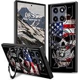 BFDHGQZC Case for Moto G Stylus 5G 2025,Skull with an American Flag | Hybrid Rugged Cover for Moto G Stylus 5G 2025 with 360° Ring Kickstand, Dual-Layer Protection and Stylus Access