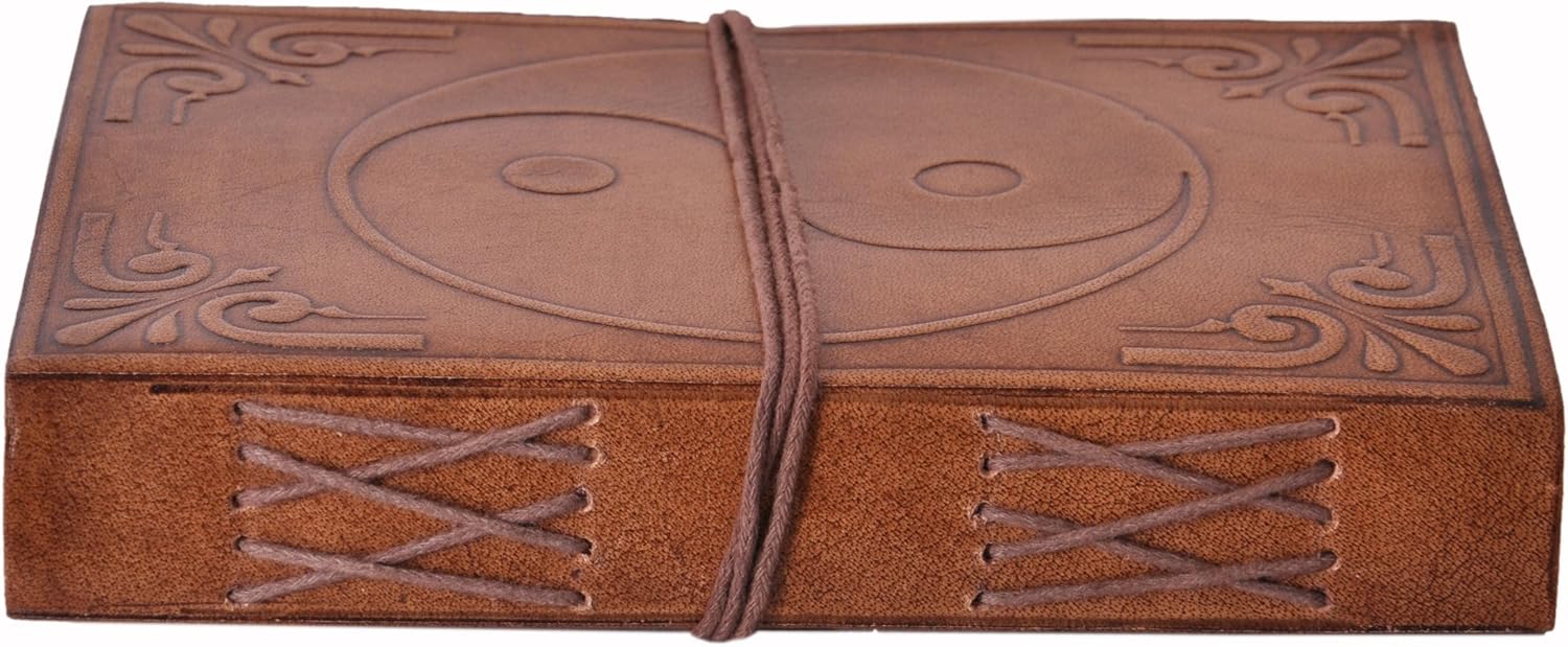 Purpledip Leather Journal (Diary Notebook) 'Yin-Yang': Handmade Paper In Leather Cover For Corporate Gift or Personal Memoir (11320) - Image 3