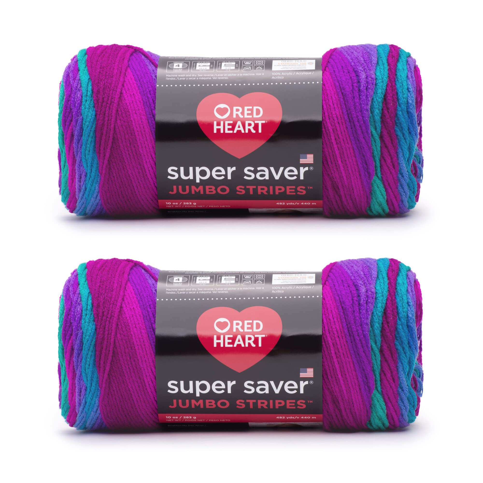Red Heart Super Saver Jumbo Polo Stripe Yarn - 2 Pack of 283g/14oz - Acrylic - 4 Medium (Worsted) - 482 Yards - Knitting/Crochet — image 1